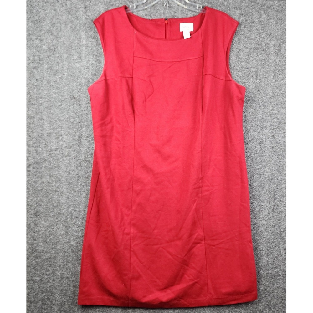 Chico's So Slimming Sheath Dress Women 3 Red Excellent Sleeveless Ponte Knit